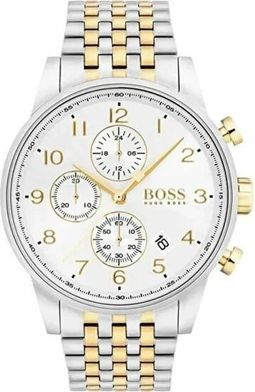Montre Homme Hugo Boss Navigator 1513499 Chronographe Acier Inoxydable Bicolore Argent/Or
