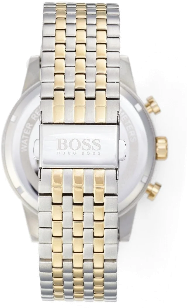 Montre Homme Hugo Boss Navigator 1513499 Chronographe Acier Inoxydable Bicolore Argent/Or vue 3