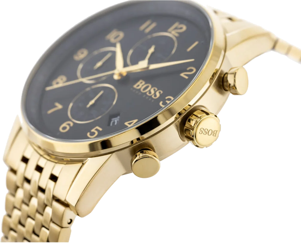 Montre Homme Hugo Boss Navigator 1513531 Cadran Noir Boîtier Or Acier vue 2