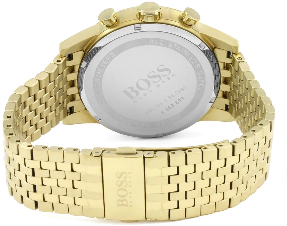 Montre Homme Hugo Boss Navigator 1513531 Cadran Noir Boîtier Or Acier vue 3