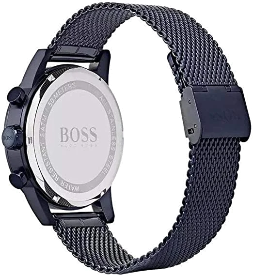 Montre Homme Hugo Boss Navigator 1513538 Cadran Bleu Nuit Bracelet Maille Milanaise Acier vue 3
