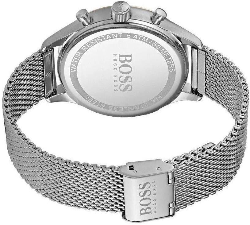 Montre Homme Hugo Boss Companion 1513549 Cadran Gris Acier Maille Milanaise vue 3