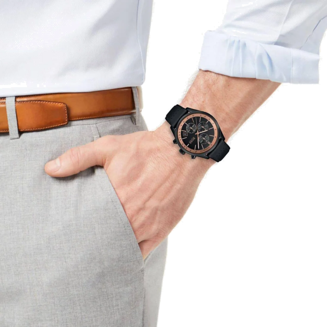 Montre Homme Hugo Boss 1513550 Chronographe Cadran Marron Boîtier Noir vue 4