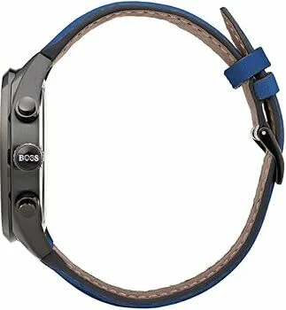Montre Homme Hugo Boss 1513563 Grand Prix Chronographe Cuir Noir et bracelet en cuir Bleu vue 3