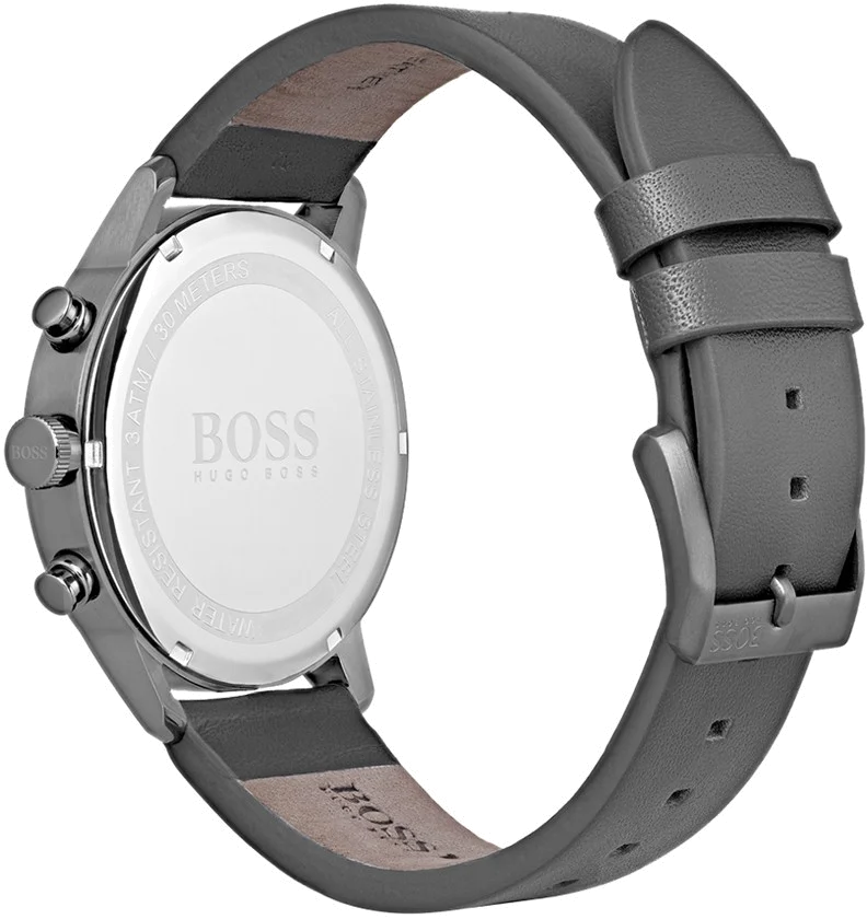 Montre Homme Hugo Boss Architectural 1513570 Chronographe Cuir Brossé Cadran et Bracelet Gris Anthracite vue 2