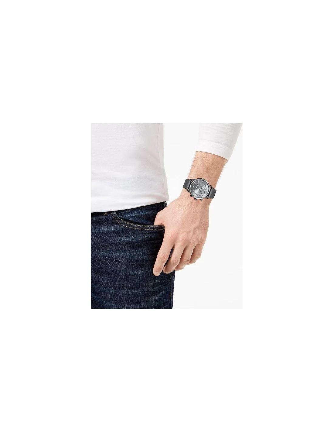 Montre Homme Hugo Boss Architectural 1513570 Chronographe Cuir Brossé Cadran et Bracelet Gris Anthracite vue 3