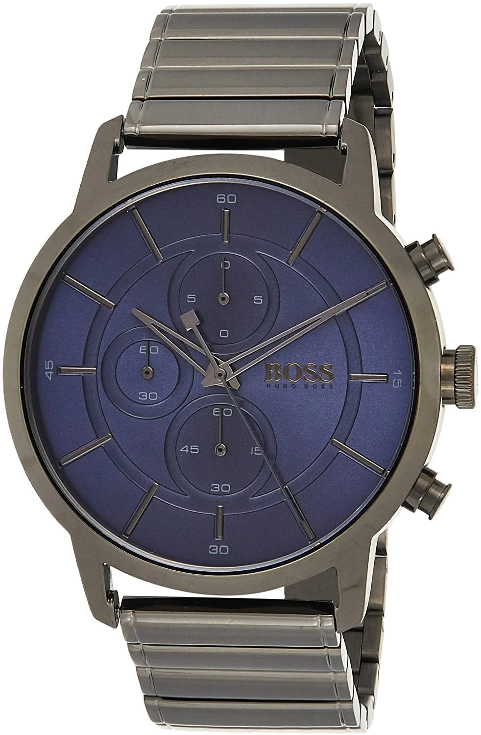 Montre Homme Hugo Boss Architectural 1513574 Acier Gris Brossé Cadran Bleu Chronographe