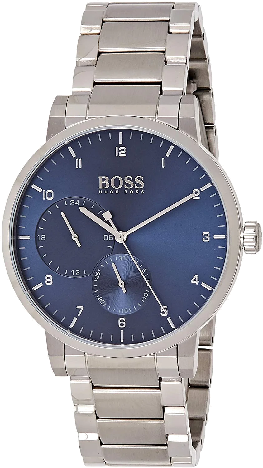 Montre Homme Hugo Boss Oxygen 1513597 Acier Argent Cadran Bleu 42mm