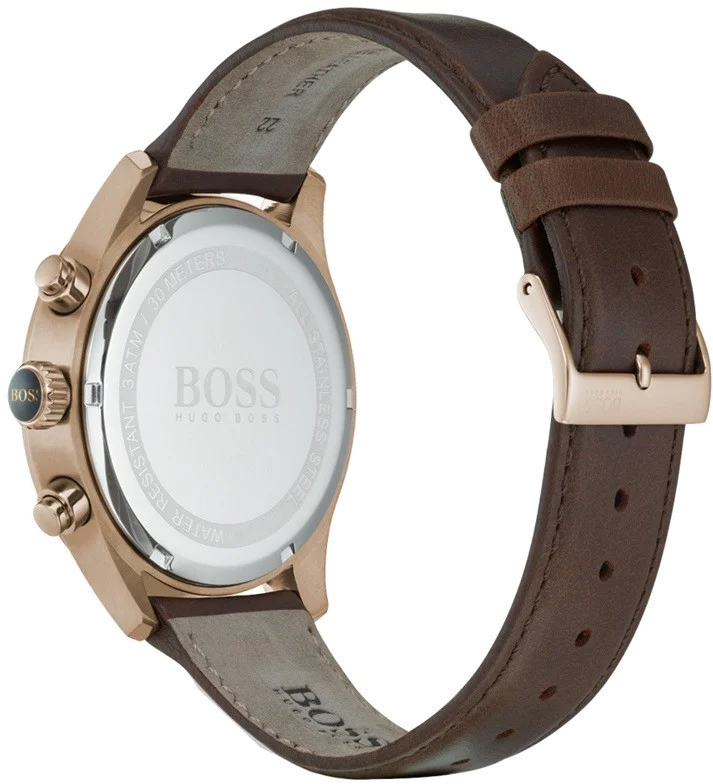 Montre Homme Hugo Boss 1513604 Chronographe Cadran Bleu Bracelet Cuir Marron vue 2