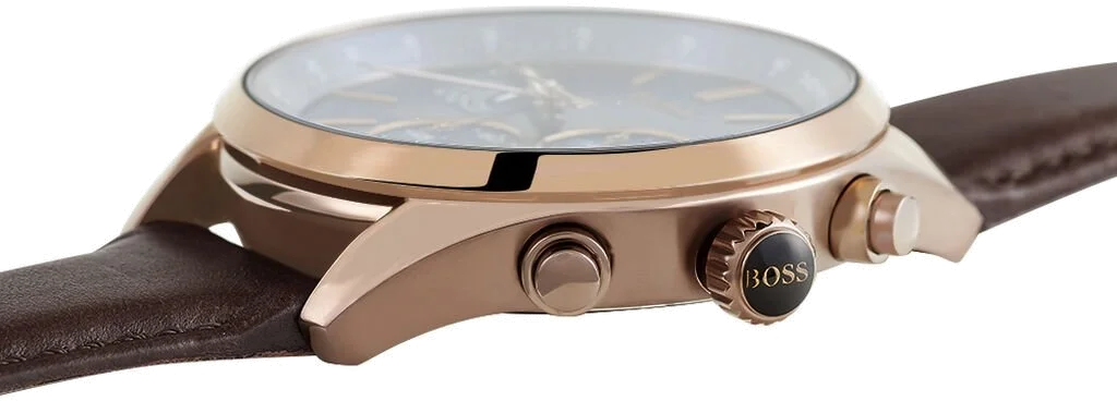 Montre Homme Hugo Boss 1513604 Chronographe Cadran Bleu Bracelet Cuir Marron vue 3