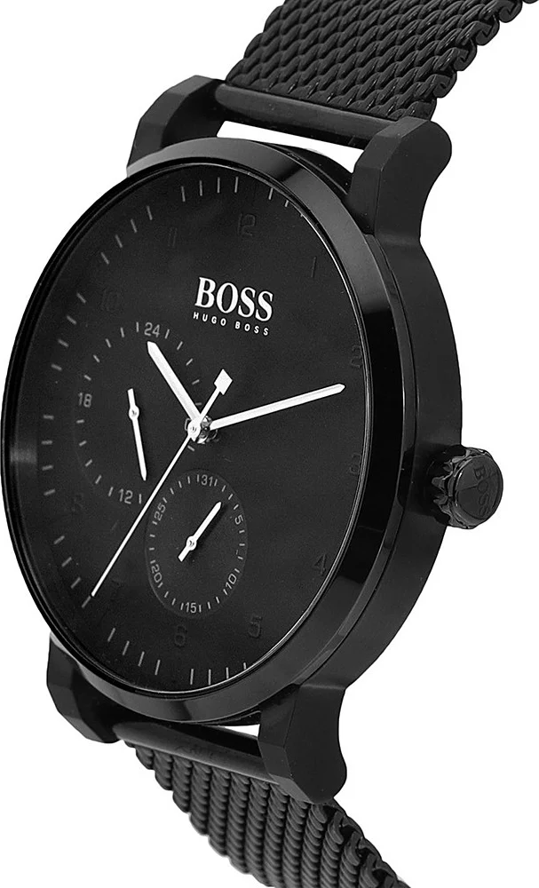Montre Homme Hugo Boss 1513636 Boîtier Noir Bracelet Maille Milanaise Acier vue 2