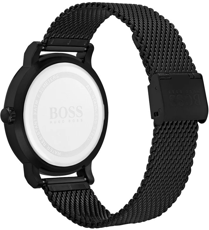Montre Homme Hugo Boss 1513636 Boîtier Noir Bracelet Maille Milanaise Acier vue 4