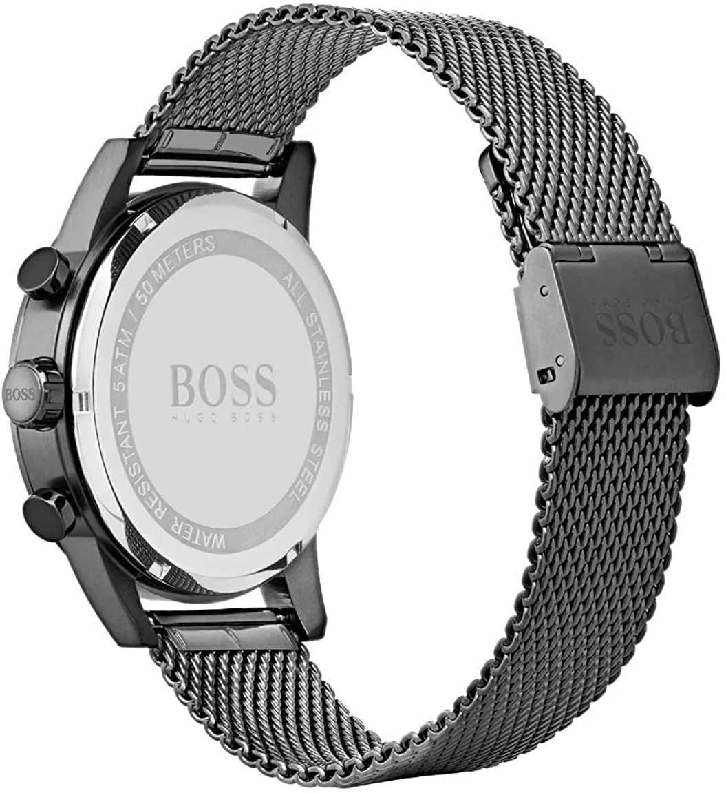 Montre Hugo Boss Navigator 1513674 pour Homme, Cadran Gris 44mm, Bracelet Maille Milanaise Acier vue 2