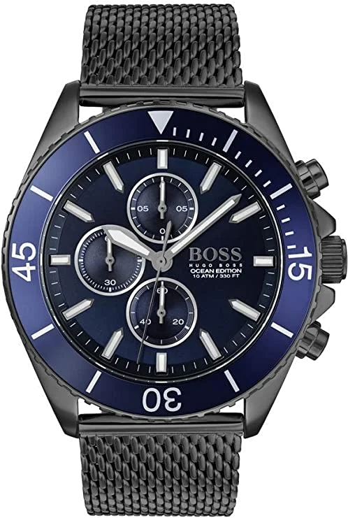 Montre Homme Hugo Boss 1513702 Edition Ocean - Cadran et maille milanaise noirs