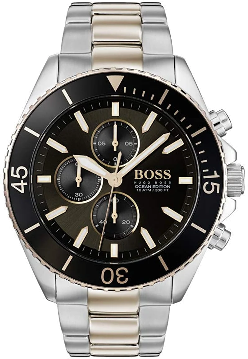 Montre Homme Hugo Boss Ocean 1513705 en acier bicolore argent/noir