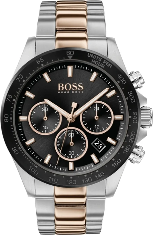 Montre Homme Hugo Boss Hero 1513757 Chronographe Acier Bicolore Or Rose et Argent