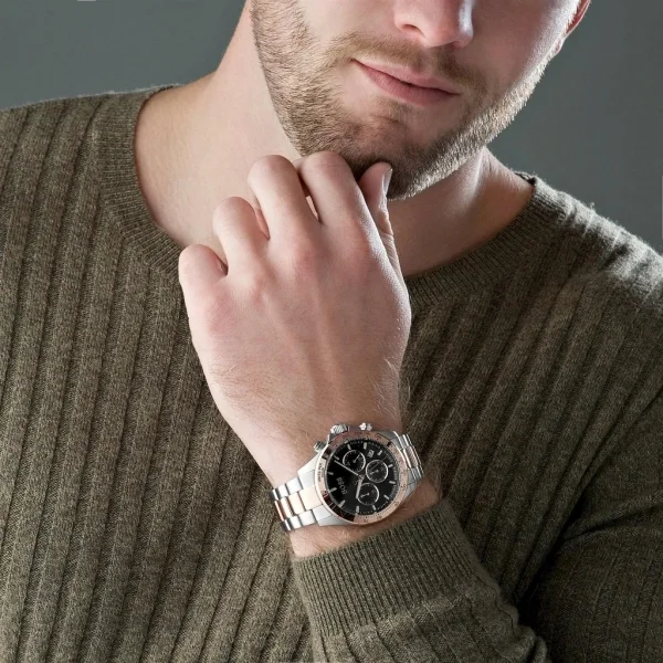 Montre Homme Hugo Boss Hero 1513757 Chronographe Acier Bicolore Or Rose et Argent vue 4