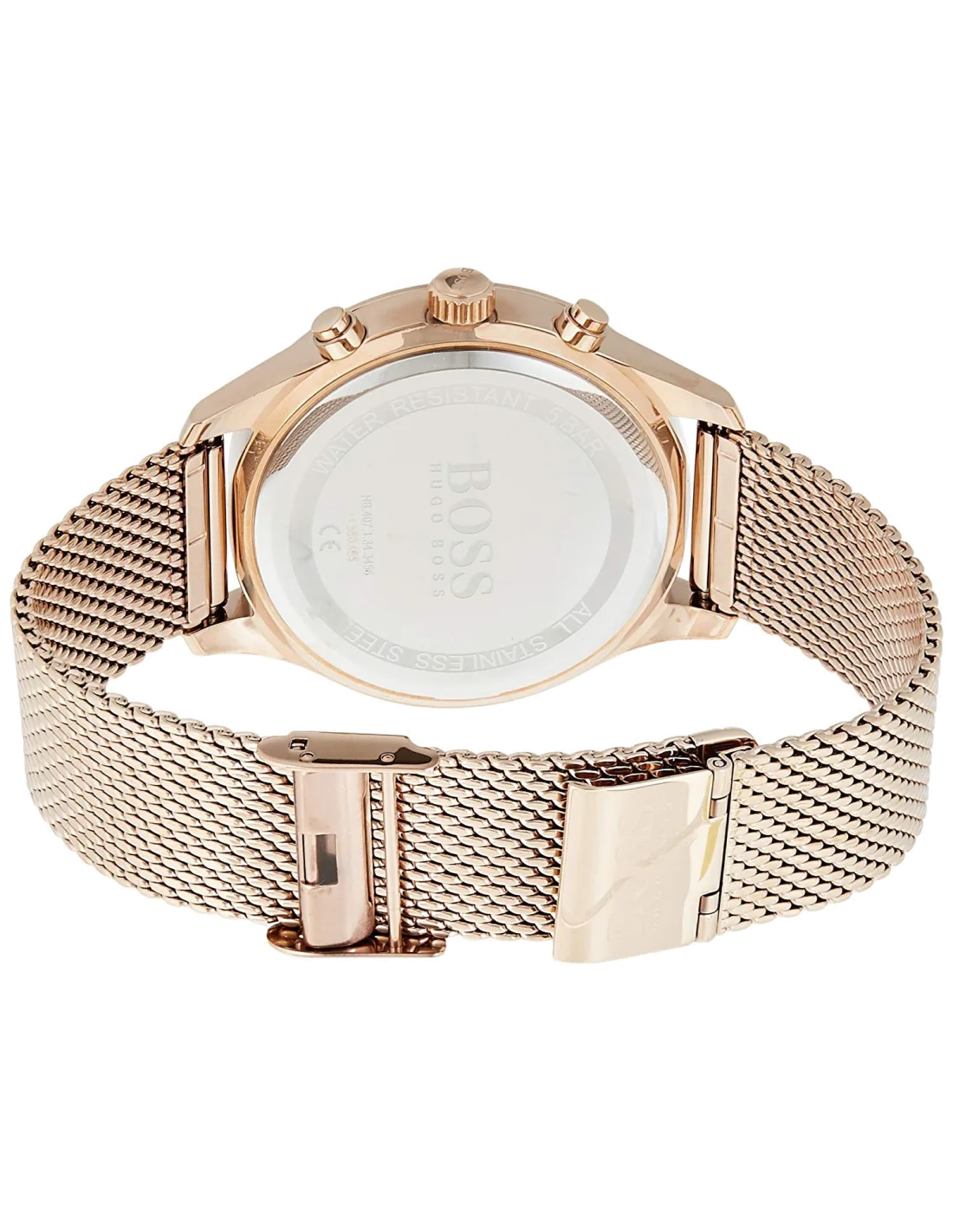 Montre Homme Hugo Boss Integrity 1513806, Boîtier Or Rose, Cadran Noir, Bracelet Maille Milanaise vue 3