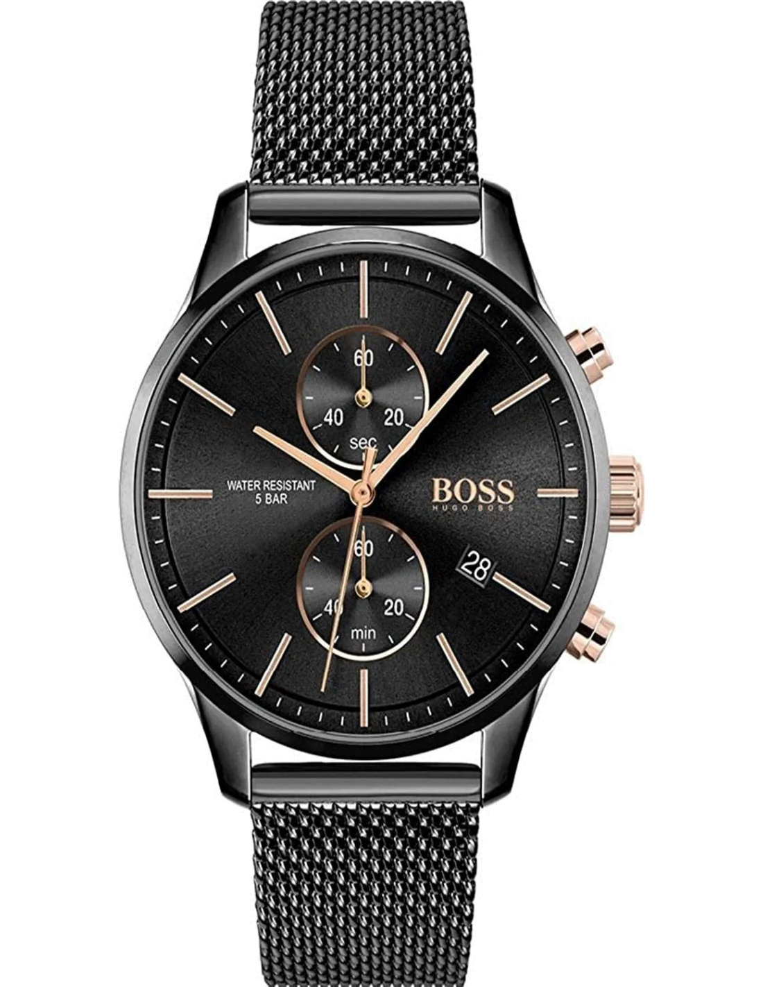 Montre Homme Hugo Boss 1513811, Cadran et Maille Milanaise Noire