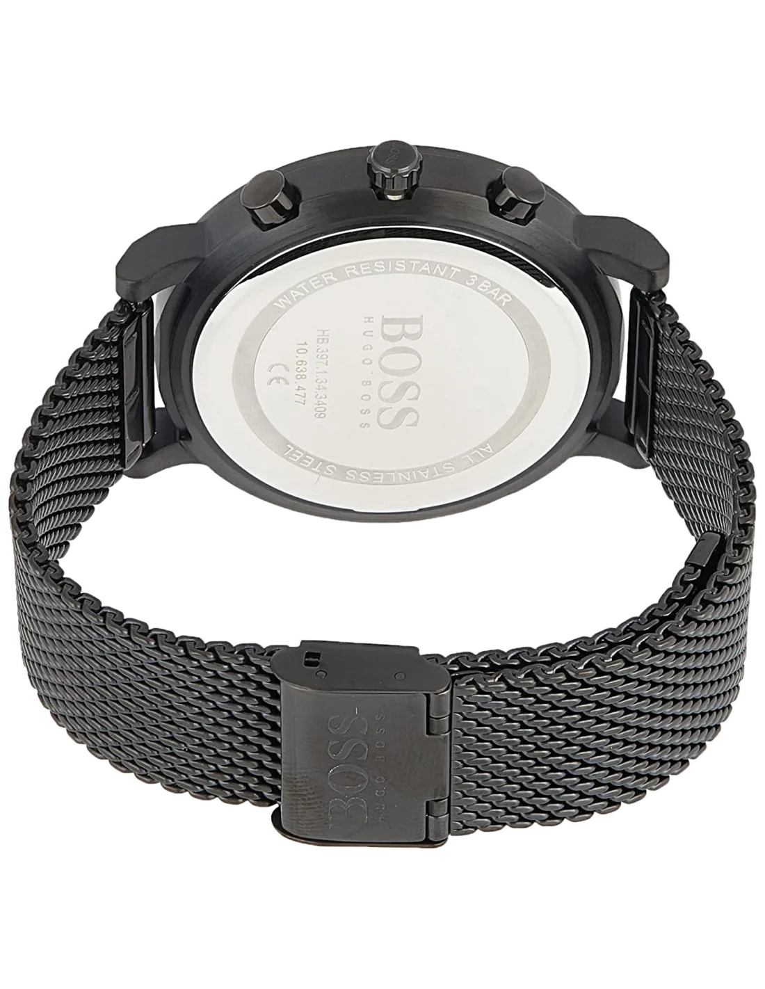 Montre Homme Hugo Boss Integrity 1513813 - Cadran et boîtier noir, bracelet maille milanaise acier vue 3