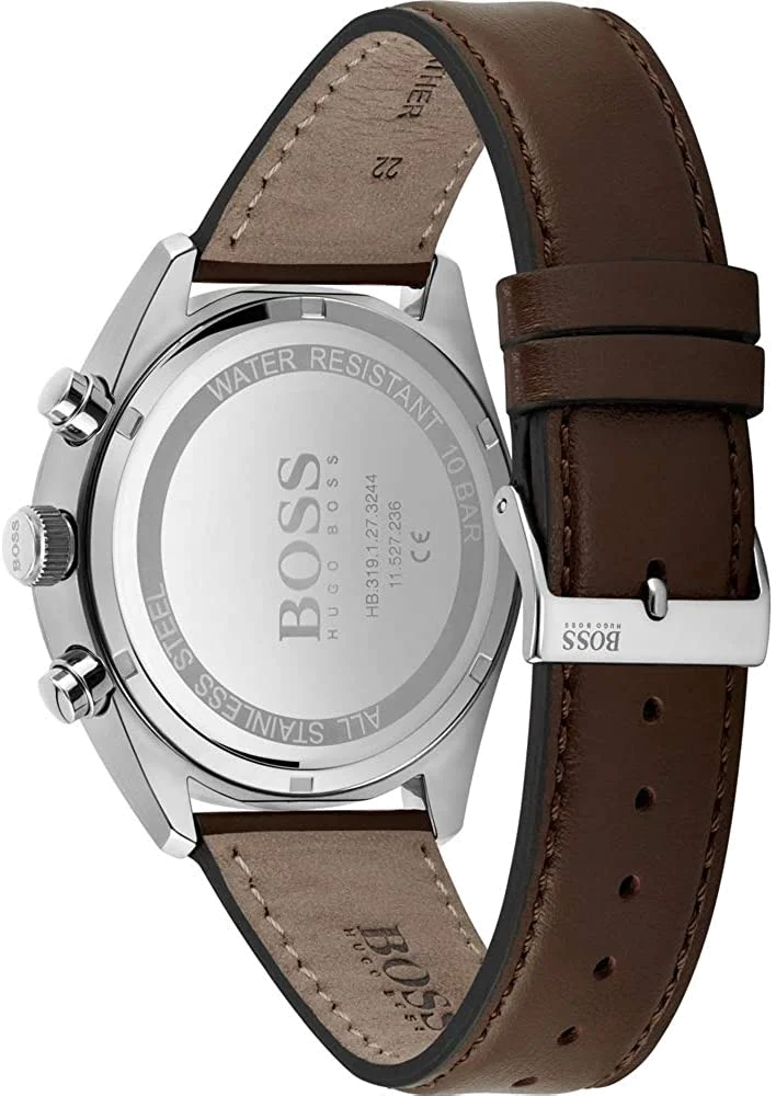 Montre Homme Hugo Boss Champion 1513815, Cadran Gris 44mm, Bracelet Cuir Perforé Marron vue 3