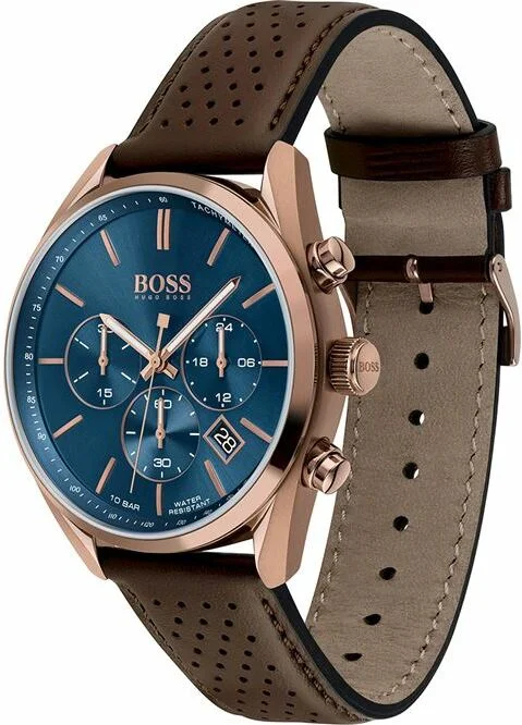 Montre Homme Hugo Boss Champion 1513817, Cadran Bleu, Boîtier Acier, Bracelet Cuir Marron vue 2