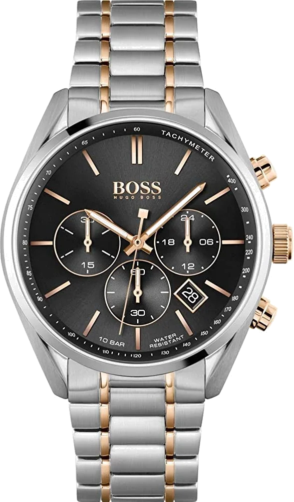 Montre Homme Hugo Boss Champion 1513819 Chronographe Bicolore Acier Argent et Doré