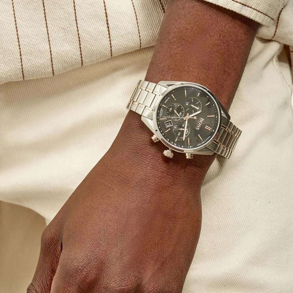 Montre Homme Hugo Boss Champion 1513819 Chronographe Bicolore Acier Argent et Doré vue 4
