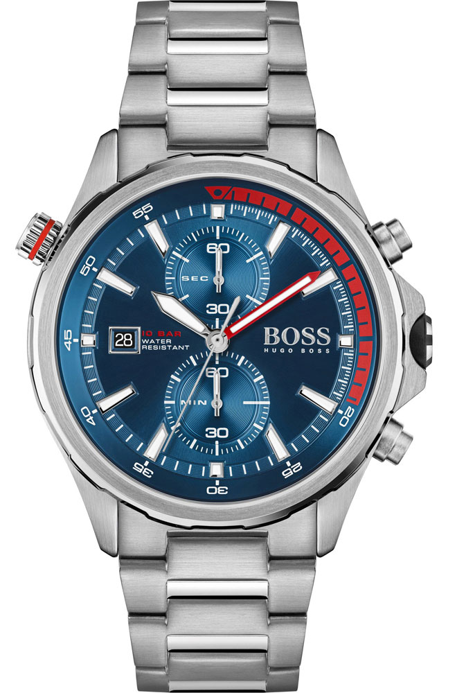 Montre Homme Hugo Boss Globetrotter 1513823 Chronographe Cadran Bleu Bracelet Acier