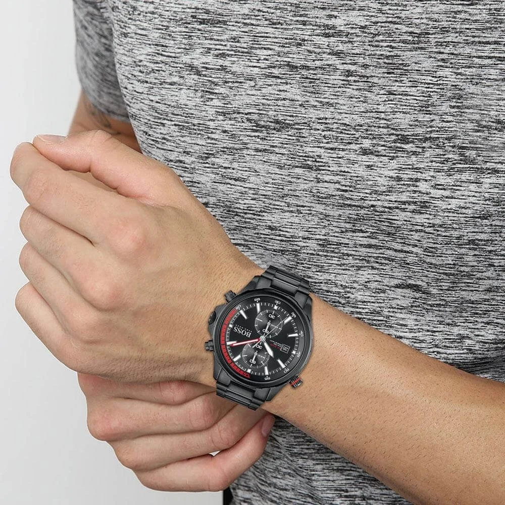 Montre Homme Hugo Boss Globetrotter 1513825 Chronographe Noir Acier vue 4