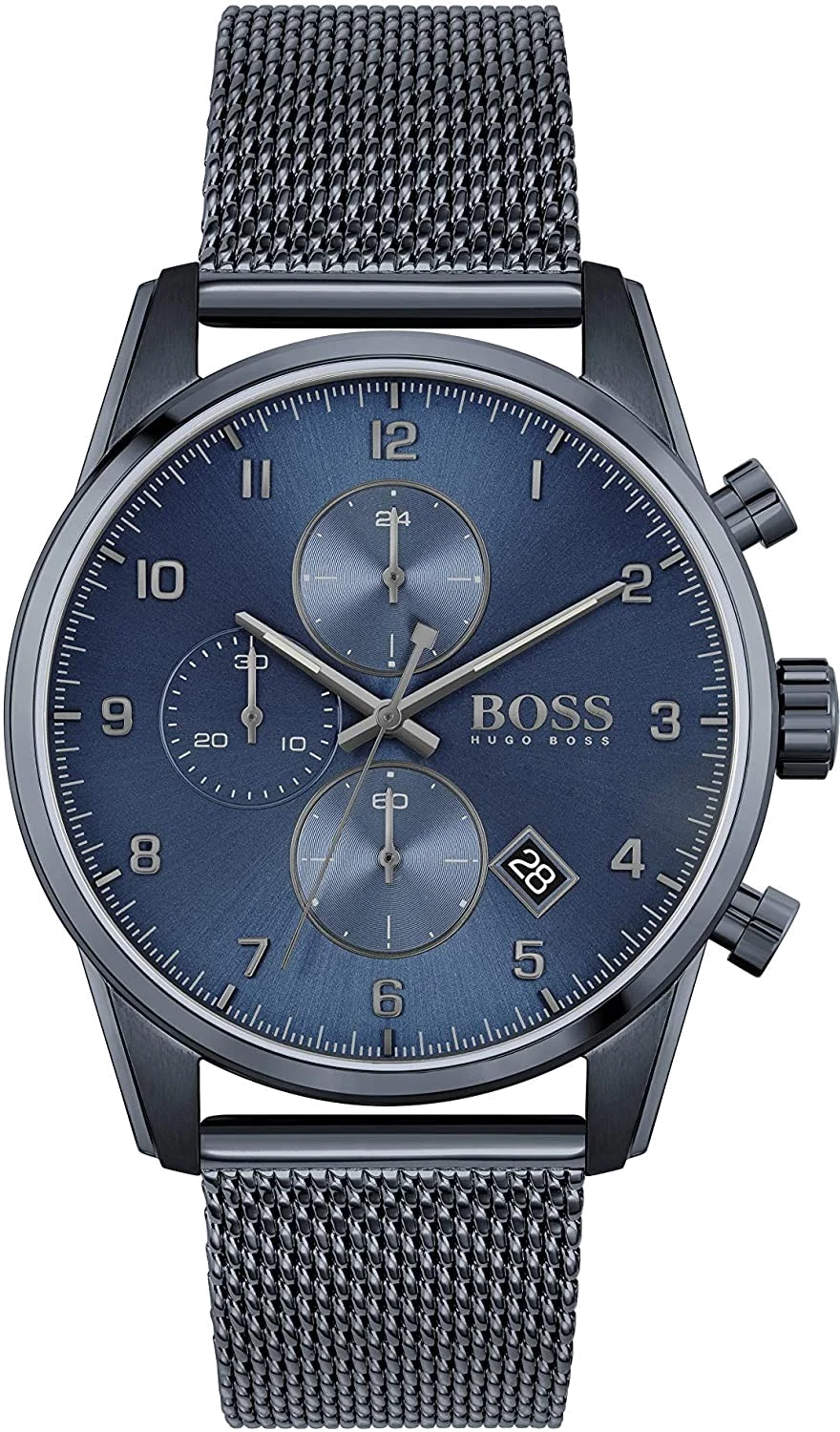 Montre Homme Hugo Boss Skymaster 1513836 - Boîtier et bracelet maille milanaise acier bleu
