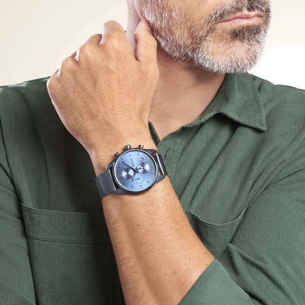 Montre Homme Hugo Boss Skymaster 1513836 - Boîtier et bracelet maille milanaise acier bleu vue 4