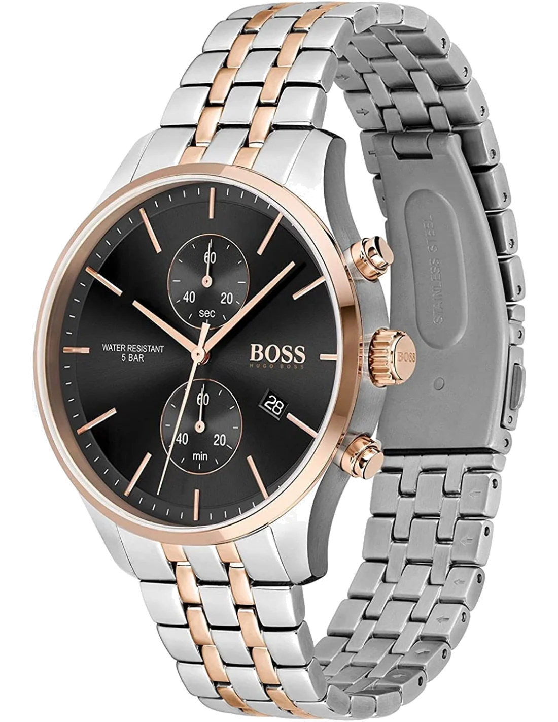 Montre Homme Hugo Boss Associate 1513840 Chronographe Acier Bicolore Argent/Or Rose vue 2