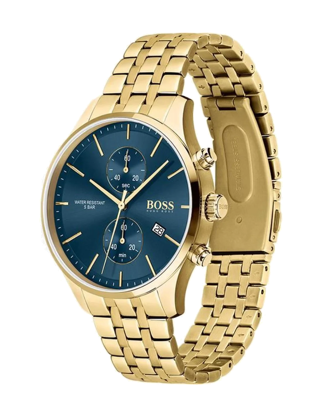 Montre Homme Hugo Boss Associate 1513841 Chronographe Cadran Bleu Bracelet Acier Doré vue 2