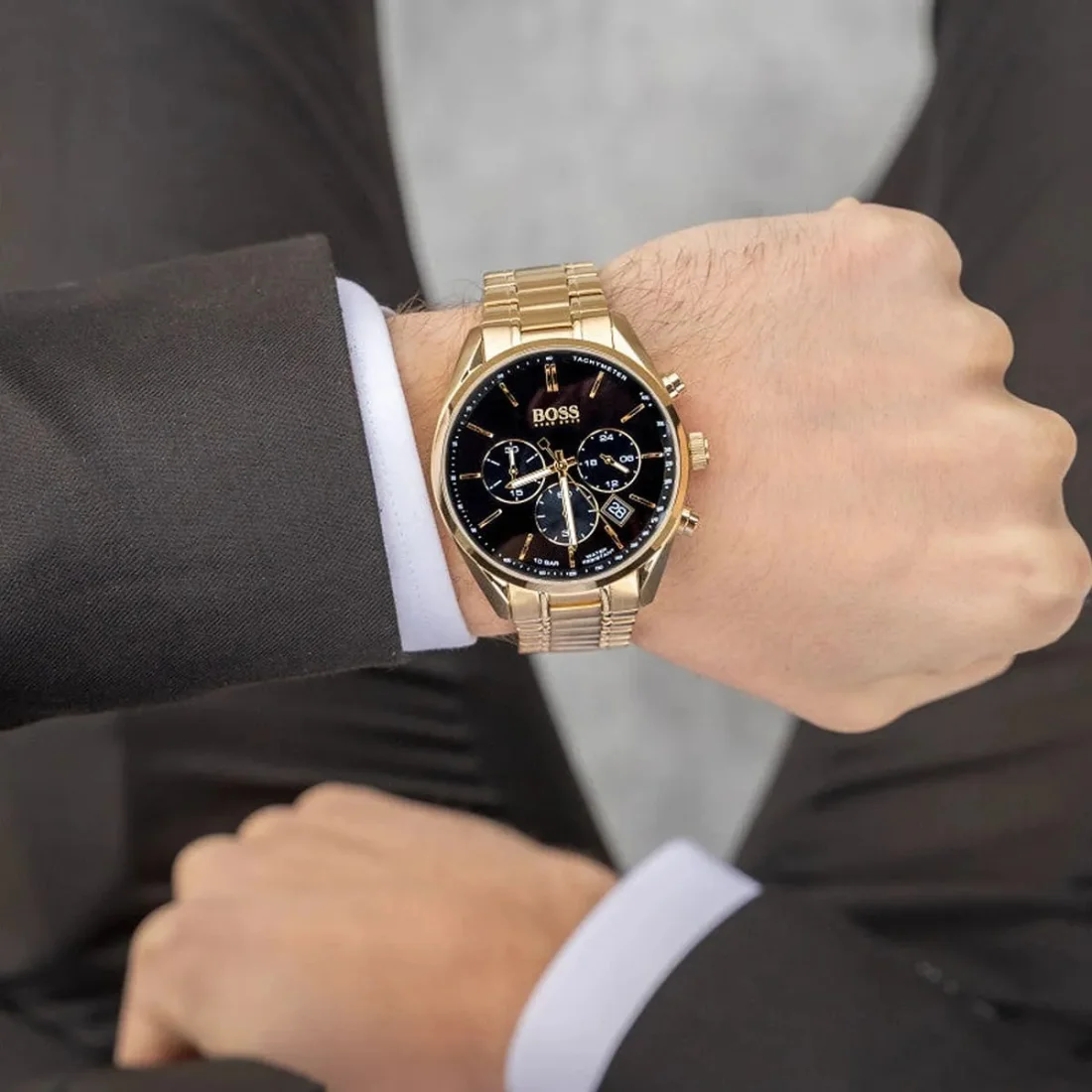 Montre Homme Hugo Boss Champion 1513848 en acier doré jaune vue 4