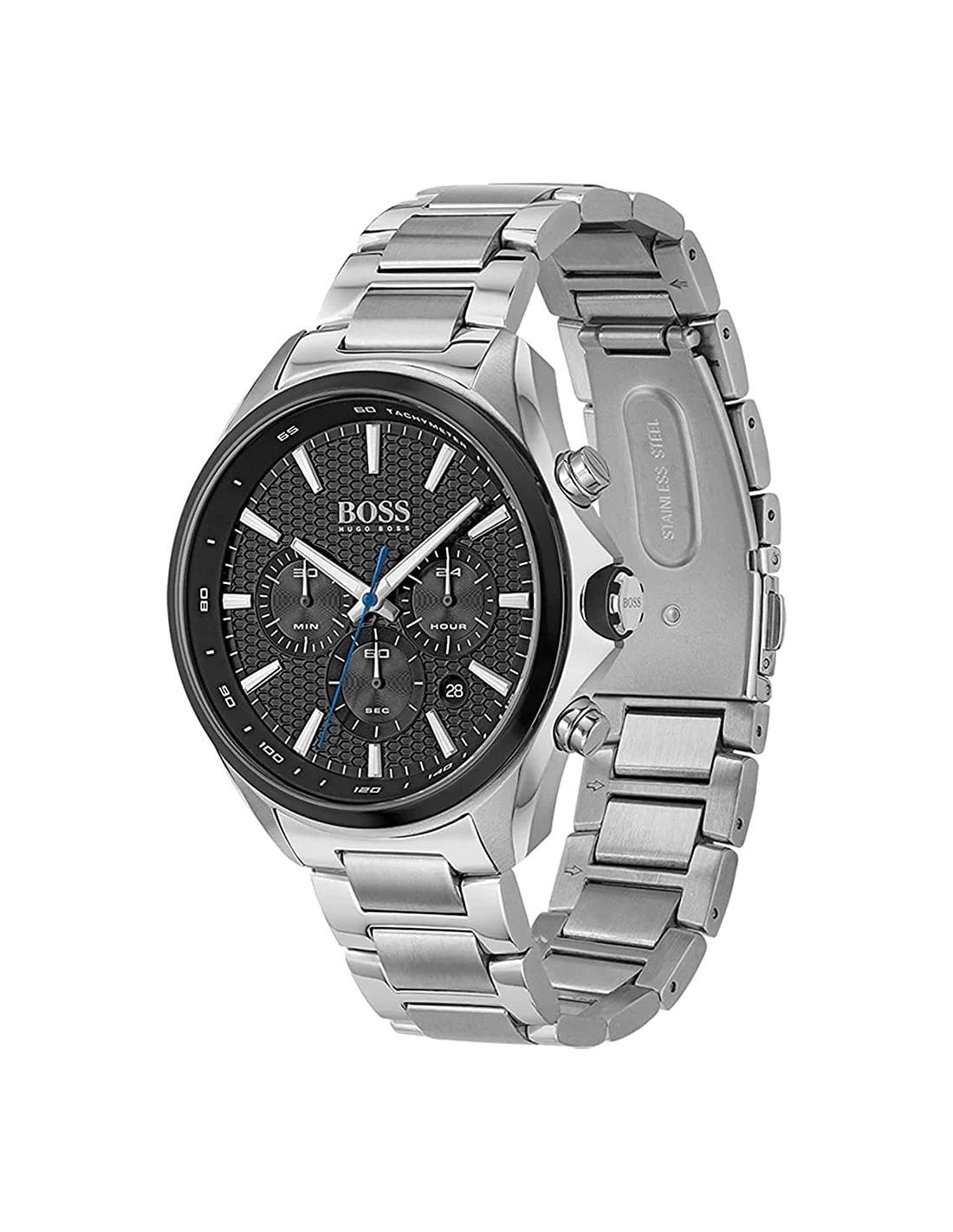 Montre Homme Hugo Boss Distinct Chrono 1513857 Chronographe Acier Argent Cadran Noir vue 2