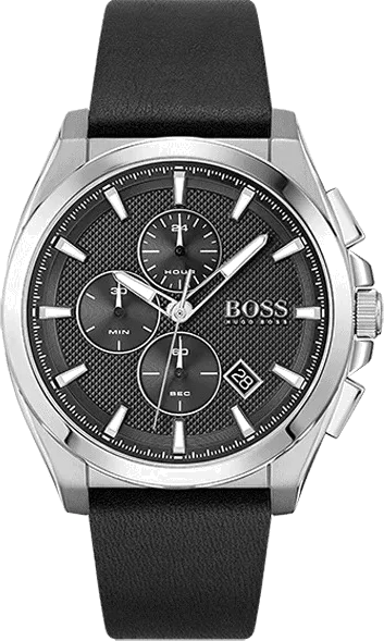 Montre Homme Hugo Boss Grandmaster 1513881 - Chronographe Cadran Noir Bracelet Cuir