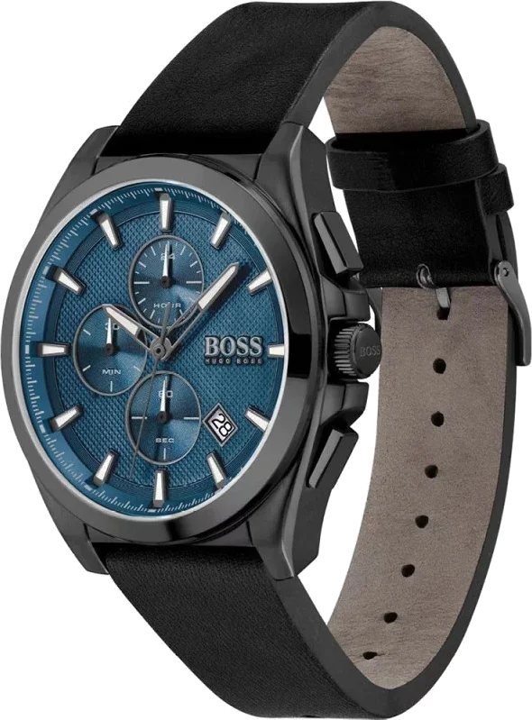 Montre Homme Hugo Boss Grandmaster 1513883 - Chronographe Cadran Bleu, Boîtier Acier & Bracelet Cuir Noir vue 2