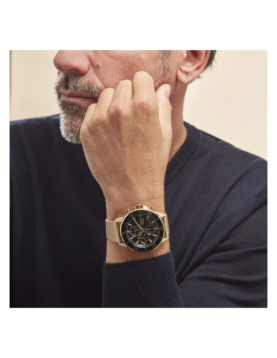 Montre Homme Hugo Boss Admiral 1513906 Chronographe Boîtier Or Cadran Noir vue 3