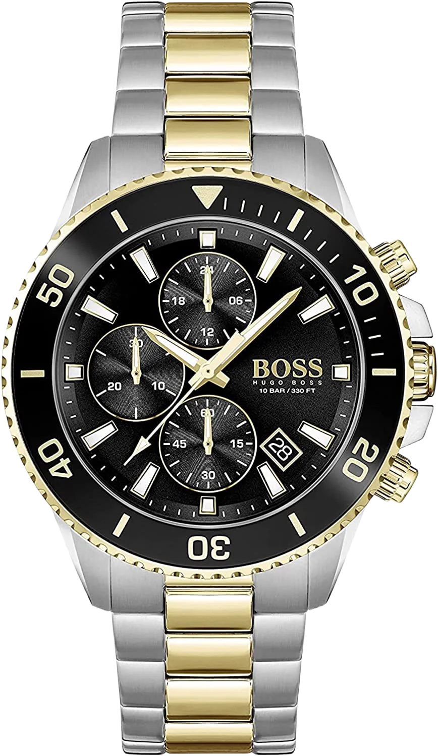 Montre Homme Hugo Boss Admiral 1513908 Chronographe Bicolore Acier/Or Cadran Noir