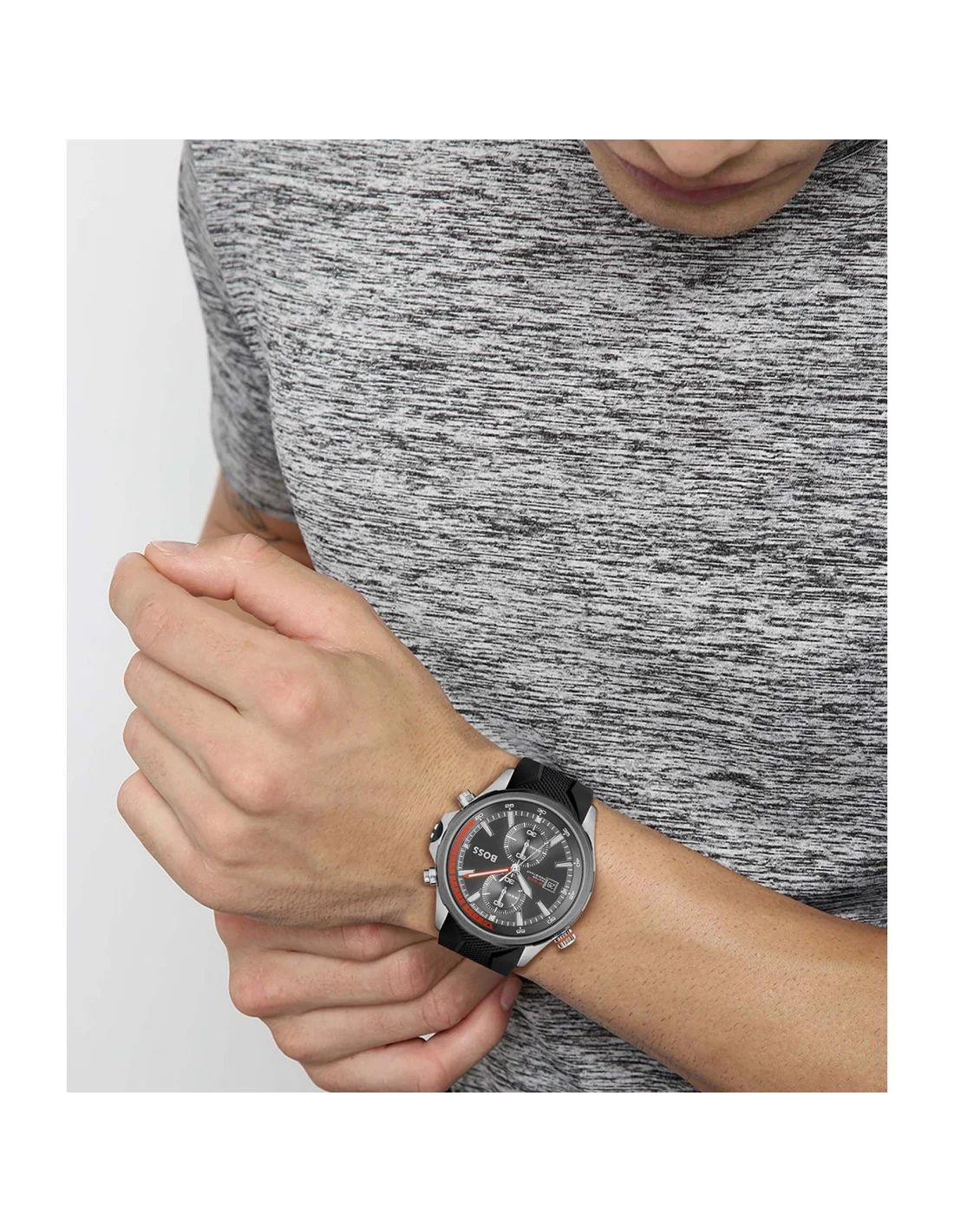 Montre Homme Hugo Boss Globetrotter 1513931 Chronographe Cadran Noir Bracelet Silicone vue 3