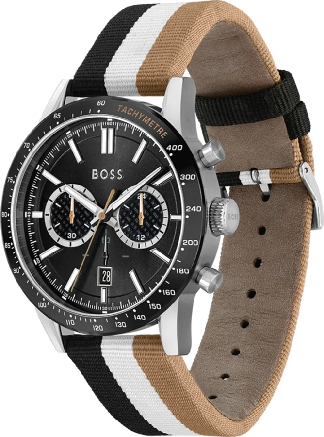 Montre Homme Hugo Boss 1513963 Chronographe Quartz Cadran Noir Bracelet NATO Tricolore vue 2