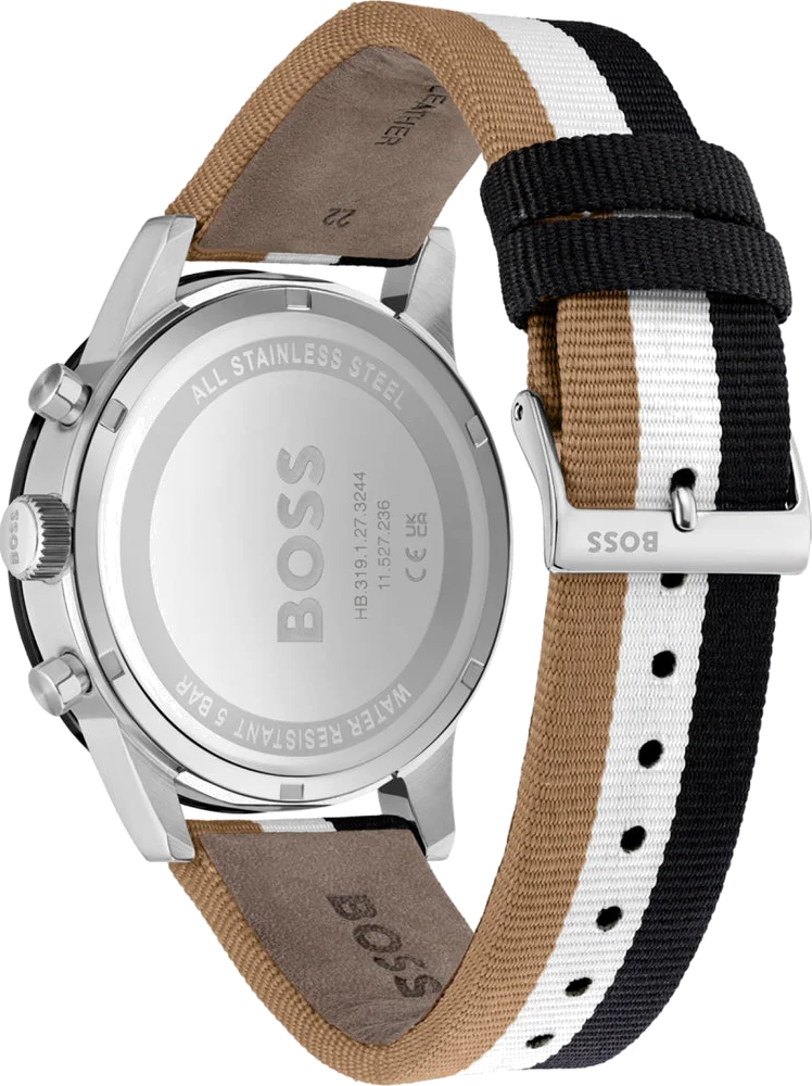 Montre Homme Hugo Boss 1513963 Chronographe Quartz Cadran Noir Bracelet NATO Tricolore vue 3