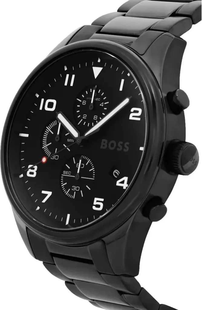 Montre Homme Hugo Boss View 1513991 Chronographe Quartz, Cadran Noir, Bracelet Acier Gris vue 3