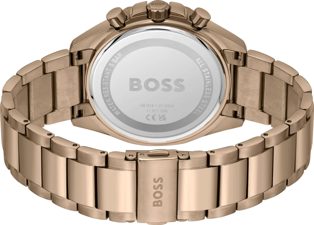 Montre Hugo Boss Cloud Bronze 1514019 pour Homme - Cadran Vert Olive, Bracelet Acier Or Rose vue 3