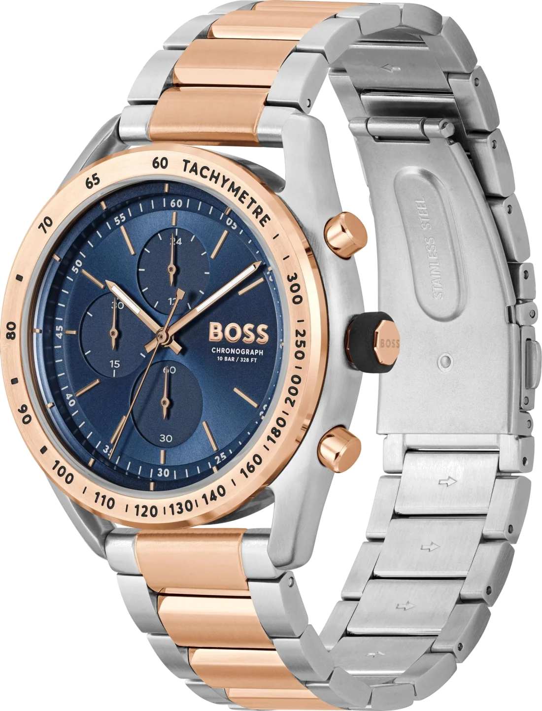 Montre Homme Hugo Boss 1514026 Center Court Acier Bicolore Argent et Or Rose vue 2