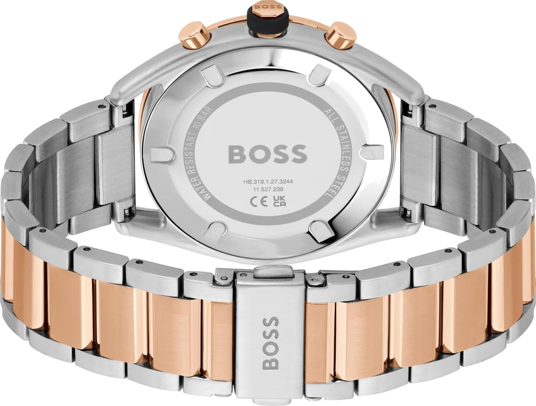 Montre Homme Hugo Boss 1514026 Center Court Acier Bicolore Argent et Or Rose vue 3