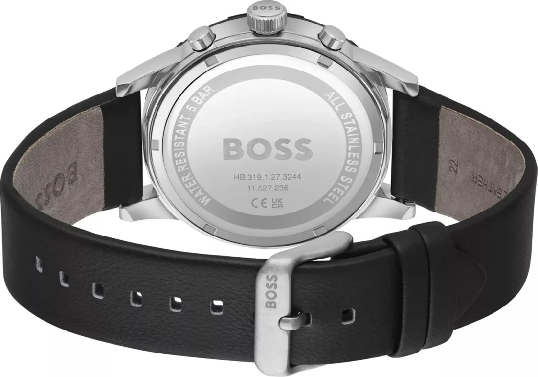 Montre Hugo Boss Homme 1514031 Acier Poli Bicolore Cadran Noir Bracelet Cuir vue 3