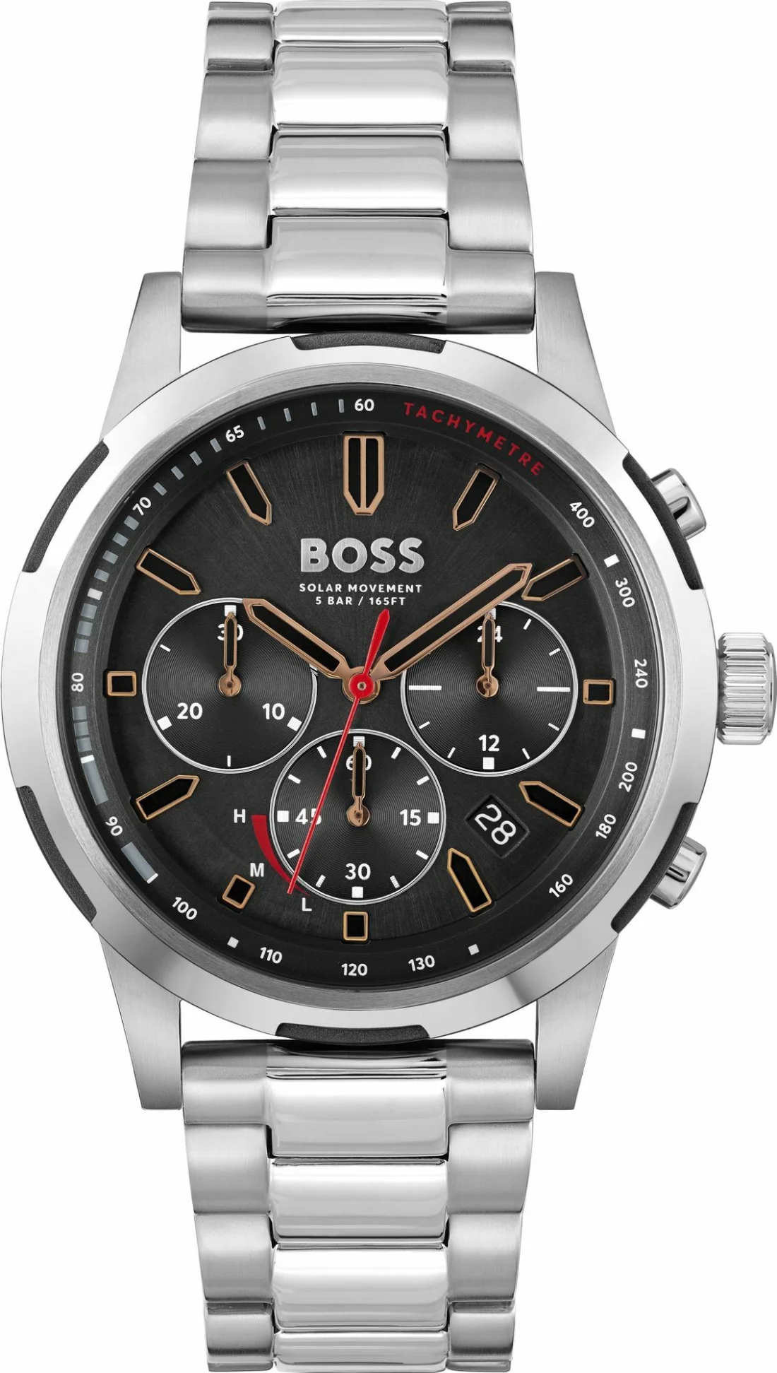 Montre Hugo Boss 1514032 Solgrade Homme, Cadran Noir et Bracelet Acier Inoxydable