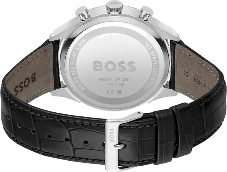 Montre Homme Hugo Boss Sport Lux Gregor 1514049 Cadran Noir Bracelet Cuir Noir vue 3